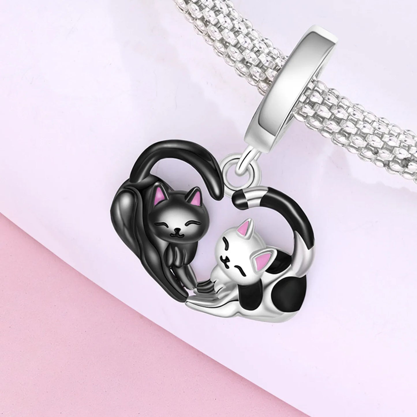 Hot Sale 925 Sterling Silver Dog Cat Cute Pet Animals Pendant Birthday Party Gift for Women Bangle Bracelet Necklace DIY Jewelry