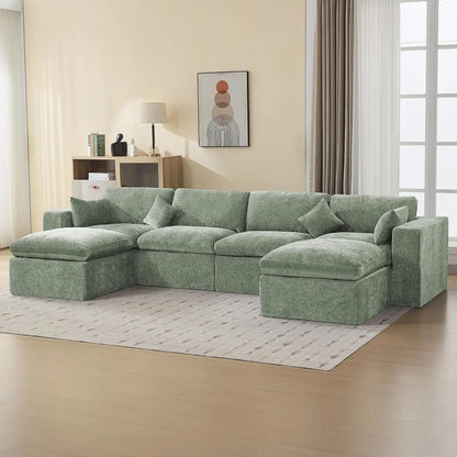 146''Cloud Boneless Sectional Couch, Modular Sectional Sofa Deep Seat with 2 Ottomans, Oversized Upholstered, Customized
