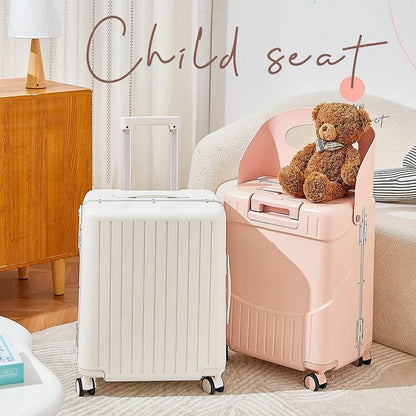 New baby mother travel luggage high appearance level parent-child suitcase trolley case carry on children can seat ride suitcase