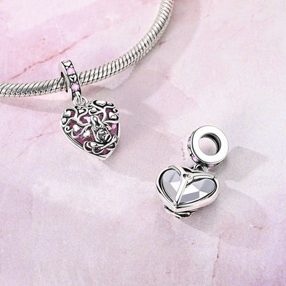 MULA Pink 925 Sterling Silver Charms Pendant Perfume Dreamcatcher Heart Love Beaded Fit Original Bracelet Women DIY Jewelry Gift