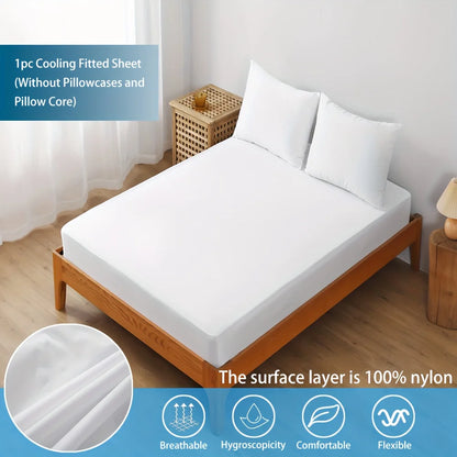 1pc Cooling Fitted Sheet Made of 100% Cooling Nylon, Waterproof Bed