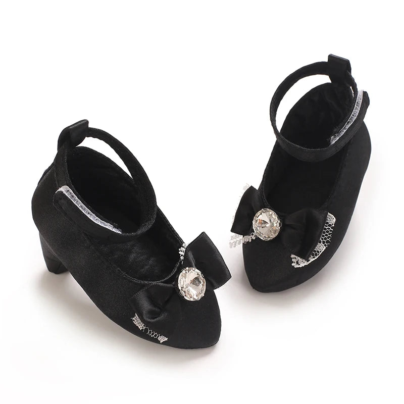 Newborn Infant Baby Fashion Girls High Heels Shoes 0-5Months Princess Bow Party Crib Shoes Photo Props Shoes