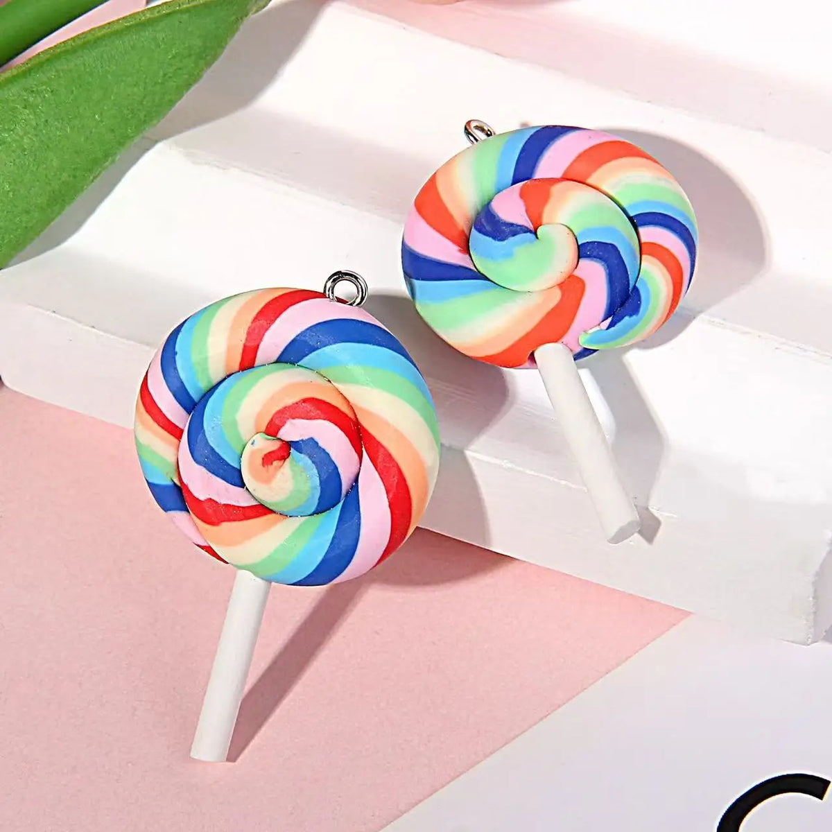 10pcs Cute Lollipops Pretend Play Food Pendants Crafts DIY Handmade Jewelry for Earring Necklace Keychain