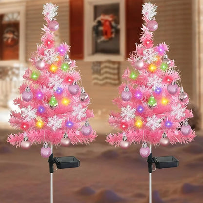 Solar Christmas Tree Outdoor Christmas Decorations Waterproof Solar Christmas Lights for Yard Front Porch Pathway Grave Decor