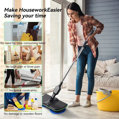 Cordless Electric Mop Handheld Rotating Mop Absorbing Water Footswitch Rechargeable Sweeper Waxing Cleaning for Hardwood Tile