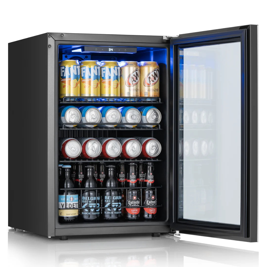Ca'Lefort Beverage Cooler 62L Mini Fridge Direct Cooling Digital Temperature Control Beverage Refrigerator  with Reversible Glass Door, Adjustable Shelves  for Soda, Beer & Drinks, for Dorm, Office & Home