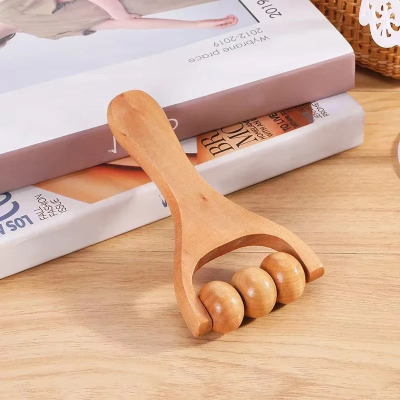 Wooden Massager Manual Roller Neck Back Waist Massage Tool Portable Meridian Dredging Massager Relax Leg Body Massage for Face