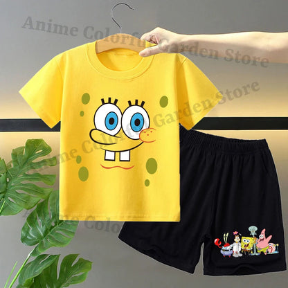 2pcs Spongebobs Squarepants Short Sleeved Shorts Set for Children