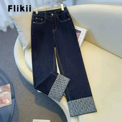 Korean Straight Jeans Women's 2025 New High Waist Ladies Wide Legs Spring Summer Casual Loose All-Match Pants Female Trouser