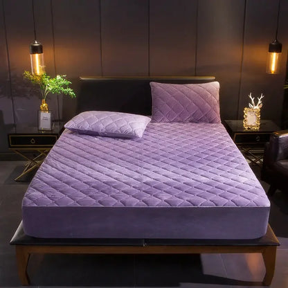 Plush thickened quilted mattress cover warm and soft crystal cotton sheet quilted mattress cover does not include Pillowcase