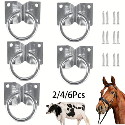 2/4/6PCS Cross Tie Rings for Horses, Bolted Cow Stables/Stable Block Tie Rings, Wall Mounted Horse Tie Rings, Tie-Up Cowshed