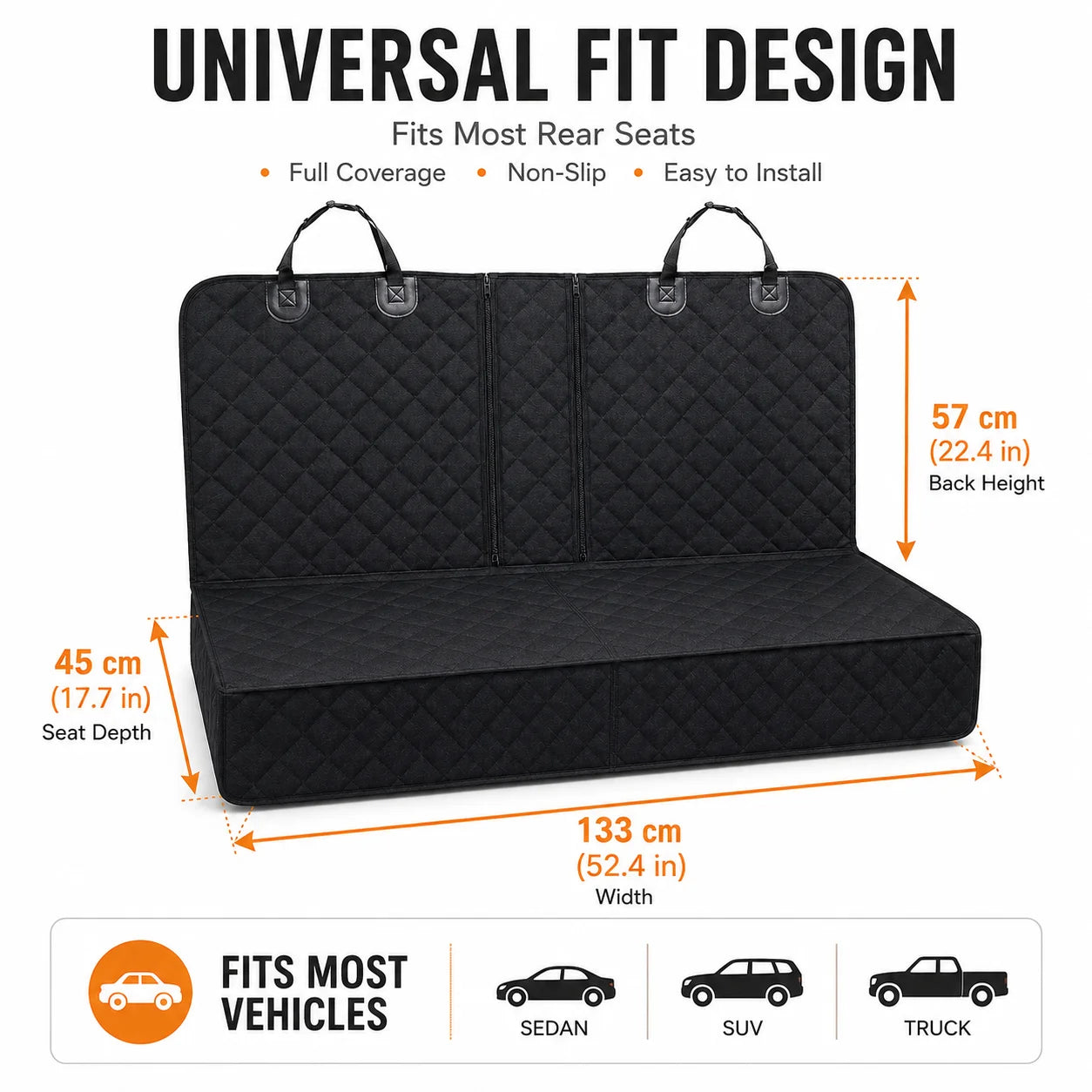 Waterproof Dog Car Seat Cover Rear Bench Pet Seat Protector Lightweight Quilted Back Seat Mat for Dogs Cats SUVs Cars Trucks