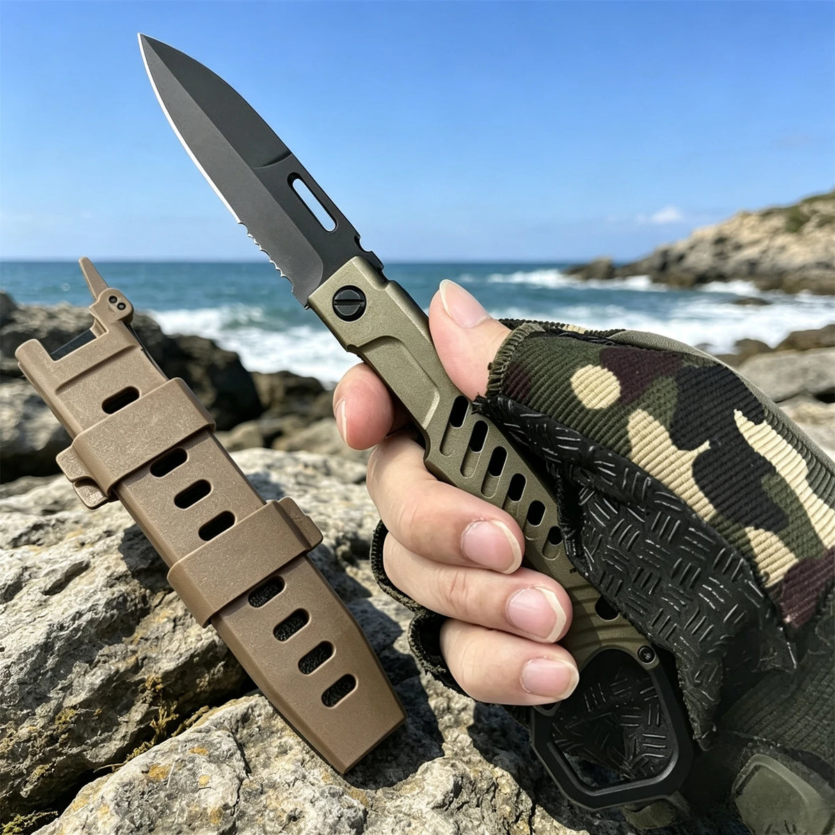 Multi-Use Folding Knife with N690 Steel and T6 Aluminum Handle – Lightweight and Compact for Camping, Trail Exploration, and EDC