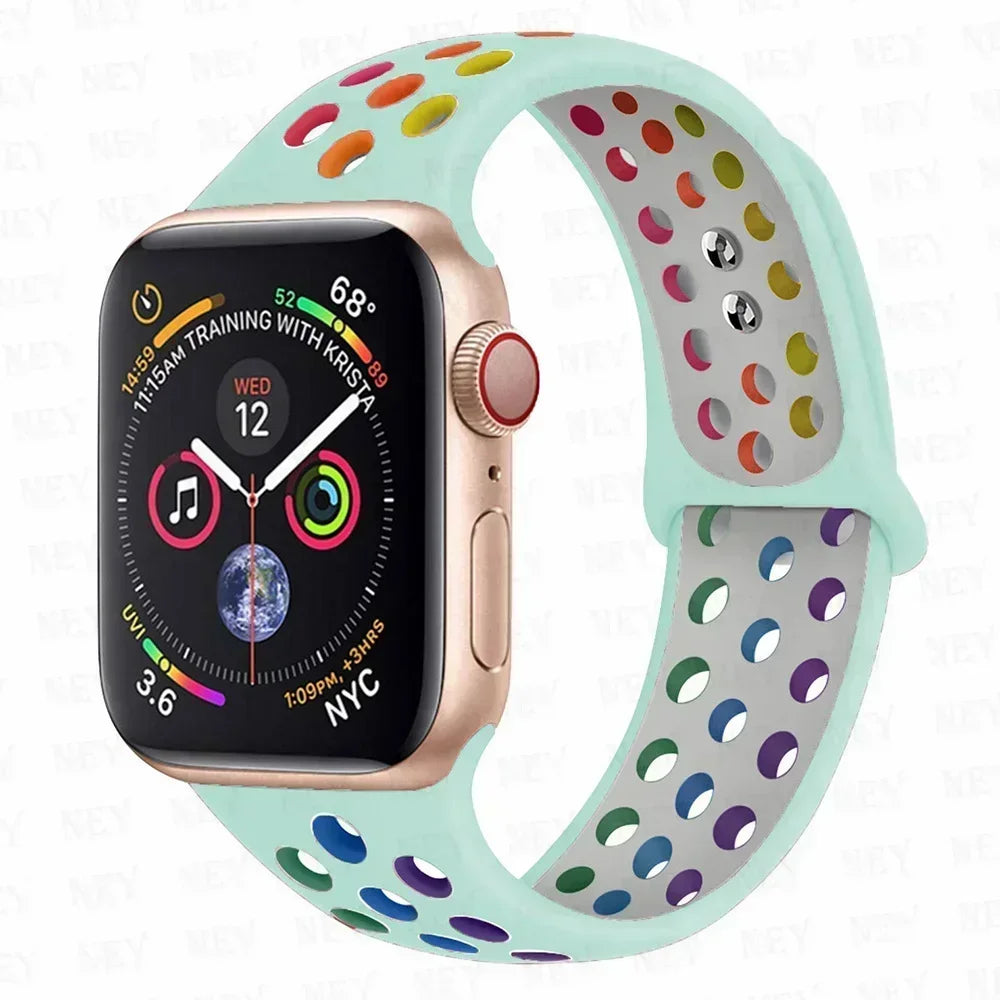 Silicone Sport Straps For Apple Watch 10 Band 45mm 44mm Ultra2 49mm 38/40mm 41mm 42 46mm Bracelet iWatch Series 8 7 6 4 5 3 9 SE