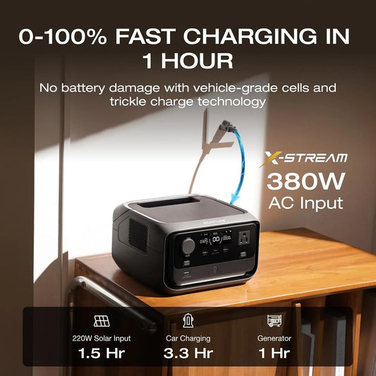Portable Power Station,1200W AC&45W Solar Panel,Outdoor Travel,286Wh LiFePO4 Battery, Custom