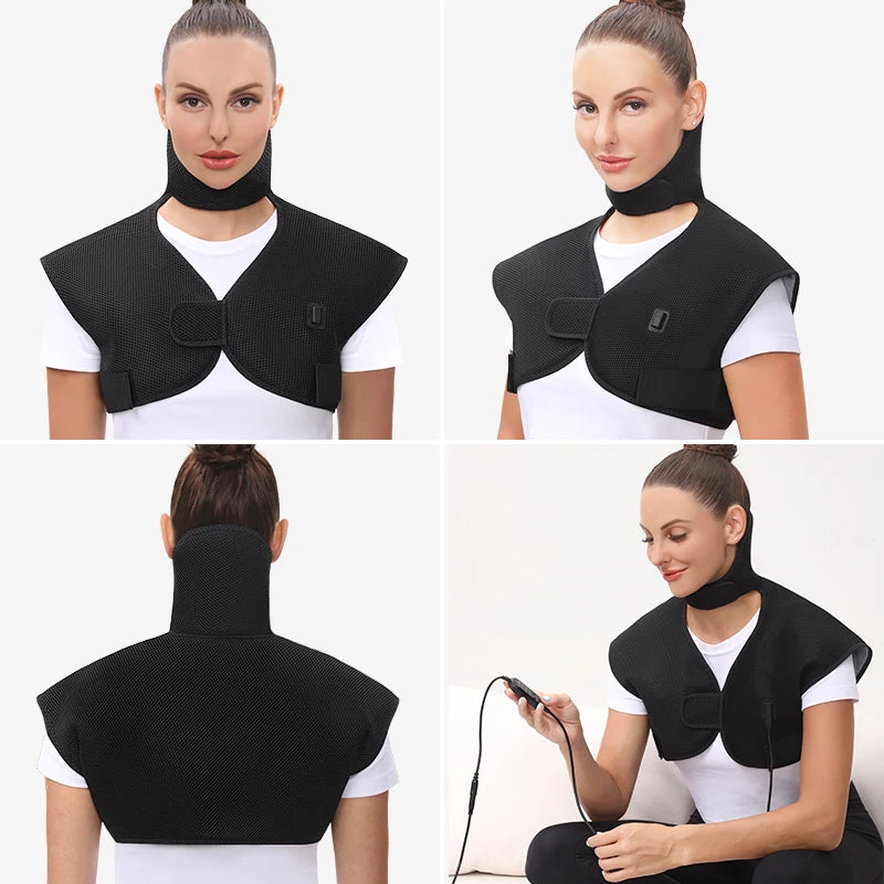 Electric Heated Vest Massage Shawl - 3-Level Heat Timer - Shoulder Back Muscle Relax Joint Comfort Winter Warmth Elderly Care