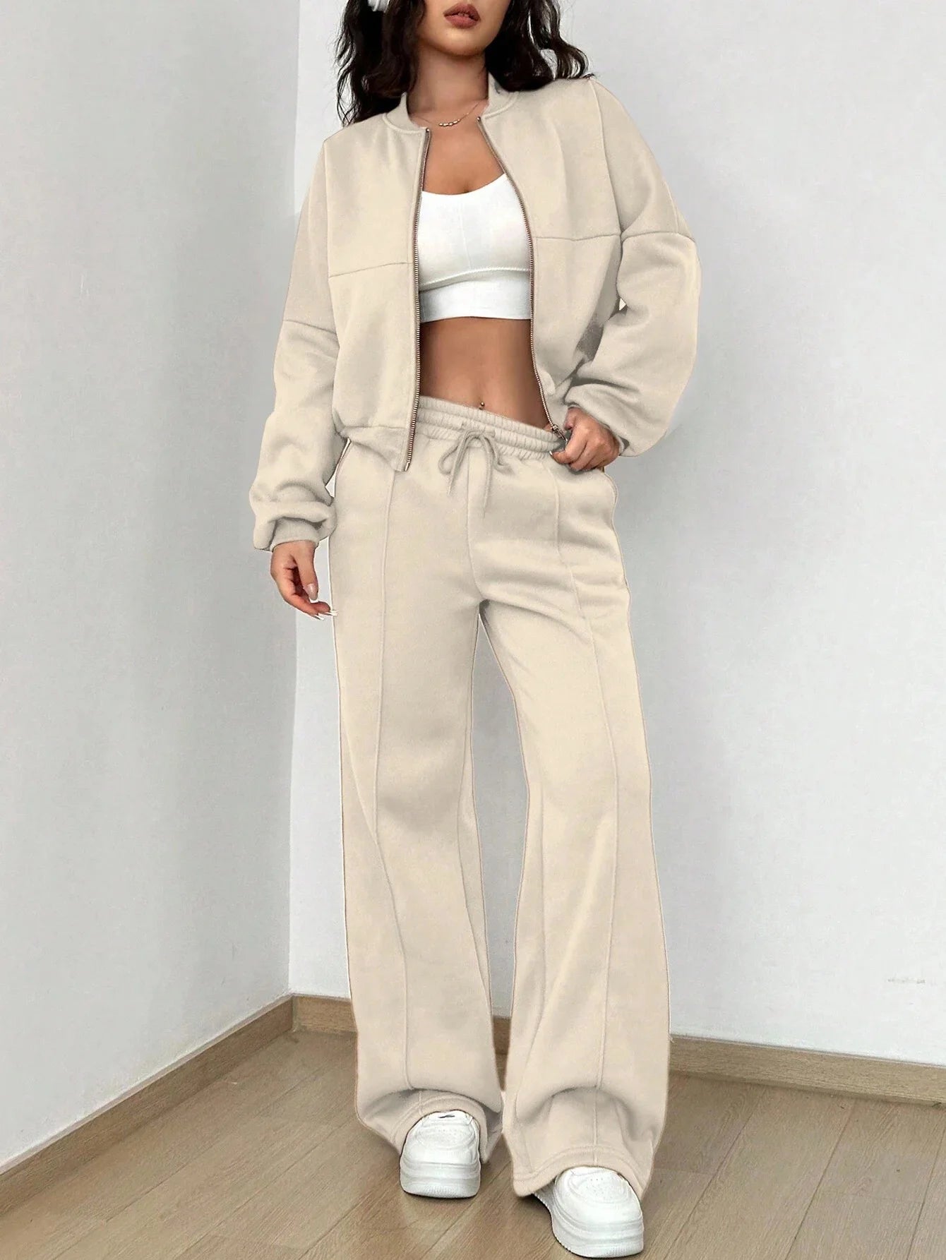 Fashion Two-piece Women's White Sports Suit Loose Sports Shirt+casual Pants Sets Sportswear Women Clothes Tracksuit Women Outfit