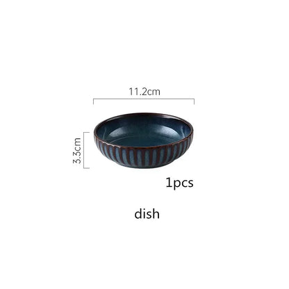 Blue kiln glaze tableware, ceramic rice salad, plate, plate, fish plate, tableware dinner set plates and dishes