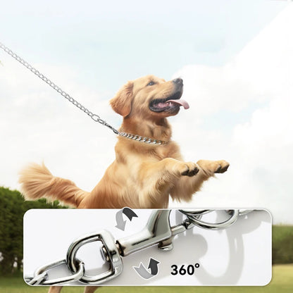 Anti-bite Iron Chain Bar 120CM Metal Dog Chain Dog Chain Leash Metal Training Pet Leash with Soft Handle for Medium Large Dogs