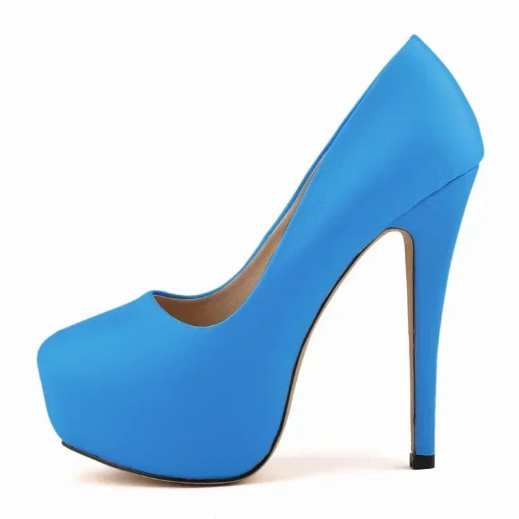 Women Pumps Sexy Stilettos Fashion Super 14cm Round Toes High Heels Platform Casual Thin Party Red Wedding Shoes Plus Size 44