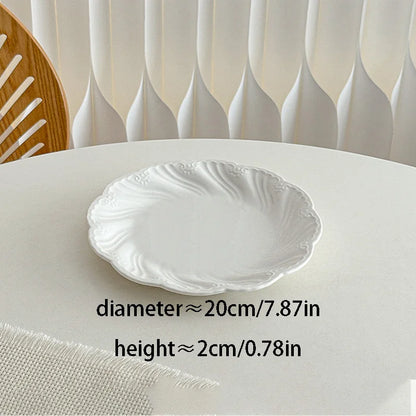New French Minimalist Style High Temperature Fired Ceramics Plates Dinner Sets Stem-Dish Rice Fruit Bowl Salad Plate Tableware