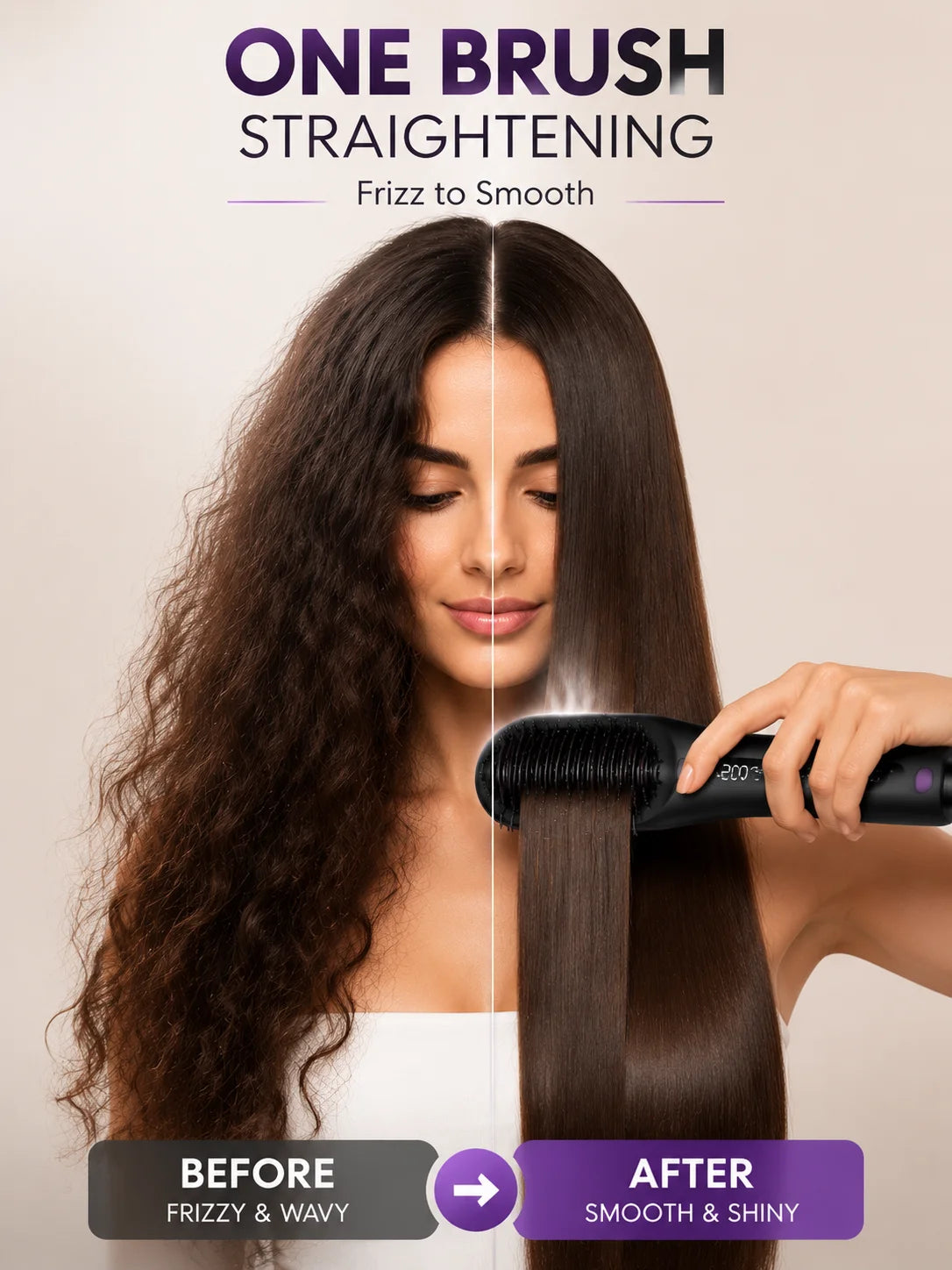 Portable Hair Straightener Brush USB Charging Cordless Hot Comb Ceramic Coating Ionic Anti Frizz Styling Tool