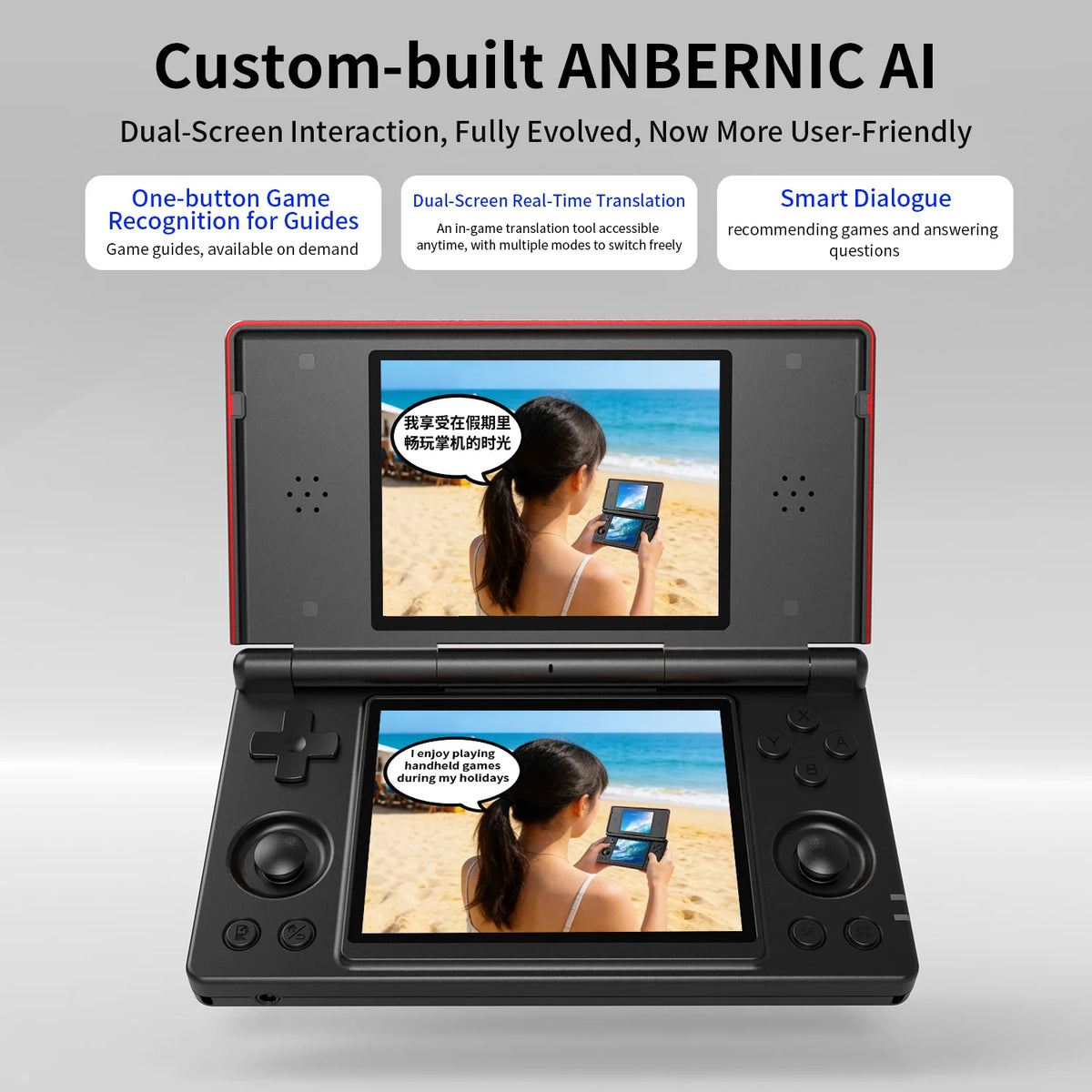 Anbernic RG DS Flip Handheld Game Console 4" IPS Dual Screen Android/Linux Dual OS 4000mAh Video Games RixelHK Wifi Streaming AI