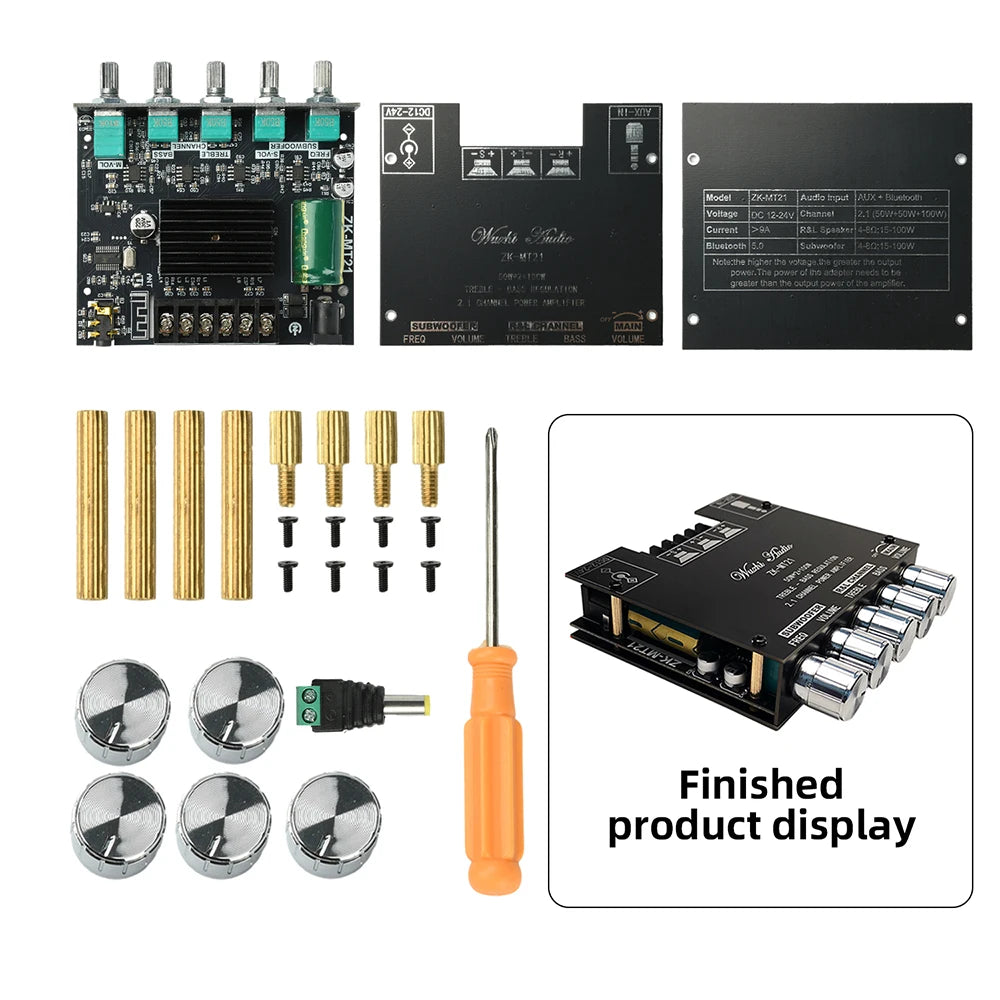 2.1 Channel BL Digital Power Amplifier Module with Subwoofer Output High Low Bass Adjustment 100W+50W+50W High Fidelity Bluetooth 5.0 Audio Board