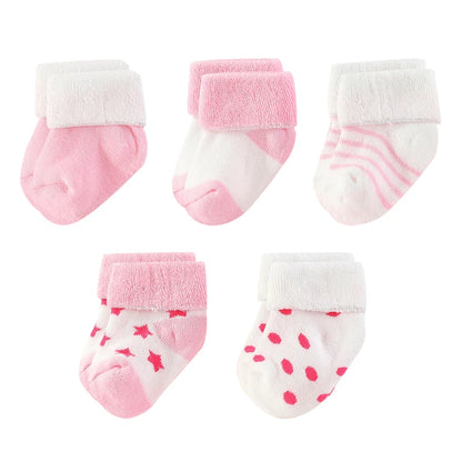 Kiddiezoom 5 Pairs/Set Four Seasons 0-12Months Fashion Newborn Baby Boy Girl Socks 100%Cotton Soft Infant Accessories