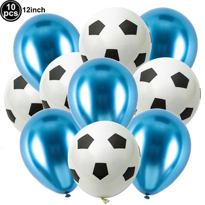 10Pcs 12inch Soccer Balloons Red Blue Black White Confetti Football Latex Balloon Boy Soccer Birthday Party Baby Shower Decor