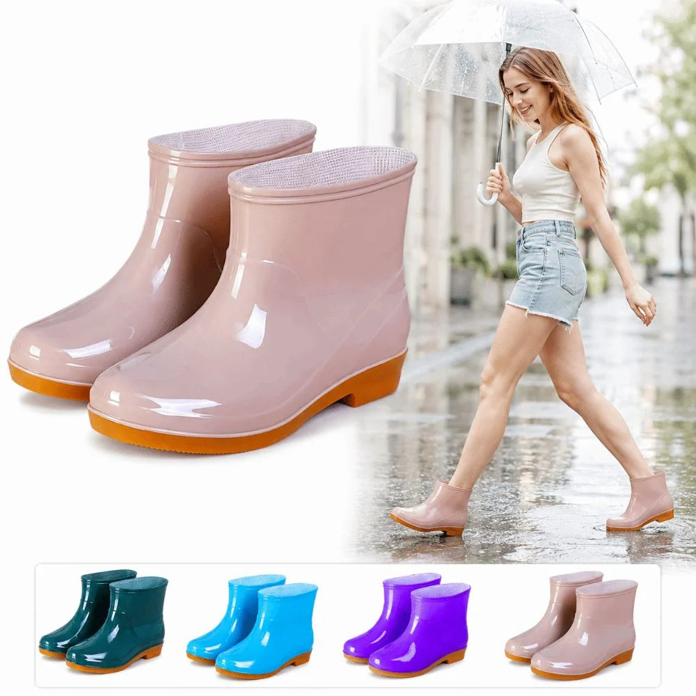 Non-slip Women's Short Rain Boots Waterproof Lightweight Garden Rain Shoes Low-top Durable Water Shoes For Outdoors,Kitchen,Work