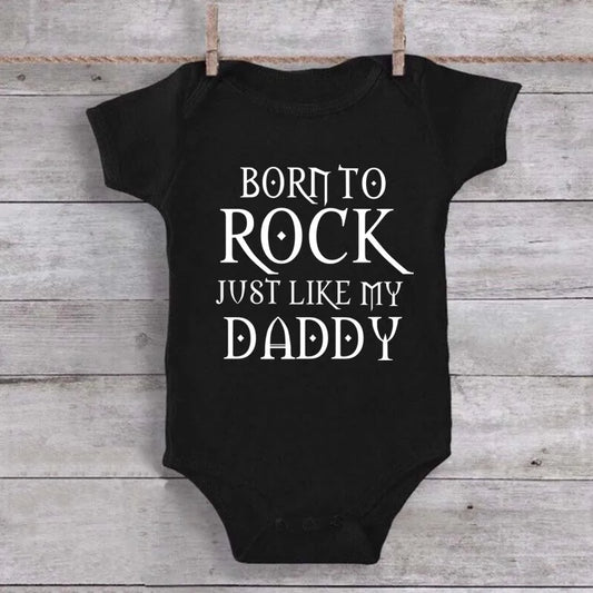 Born to Rock Newborn Baby Short Sleeve Cotton Baby Bodysuit Cute Baby