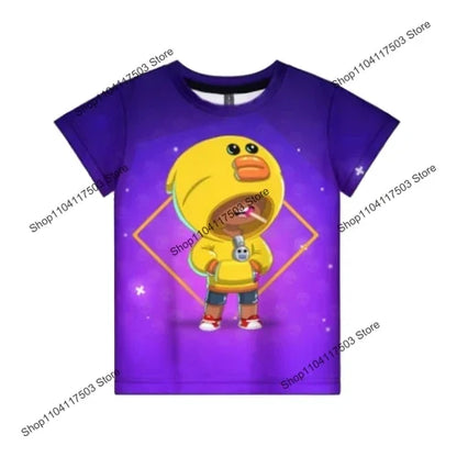 Kids' Game Character Graphic T-Shirt | Short Sleeves & Crew Neck | Casual Wear & Streetwear