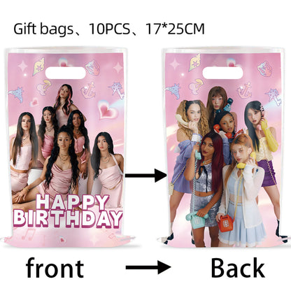 Kpop Katseye Party Decoration Tableware Tablecloth Cup Plate Napkin Sticker Bags Balloons Baby Shower Kpop Party Favors Supplies