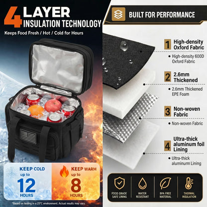 18L Insulated Picnic Cooler Bag Tactical Expandable Leakproof Thermal
