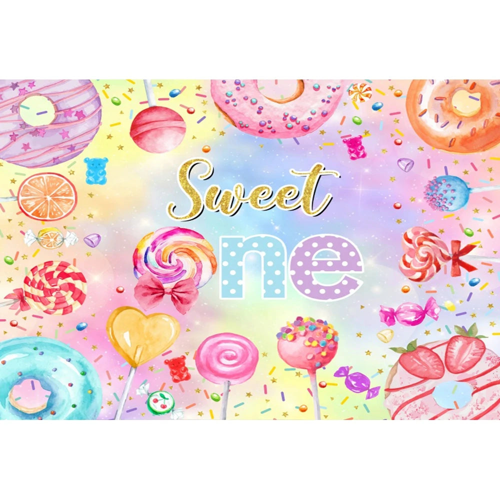 Candy Bar Baby Shower Birthday Backdrop Ice Cream Car Donuts Lollipop Party Photo Background Cake Table Decor Photography Props