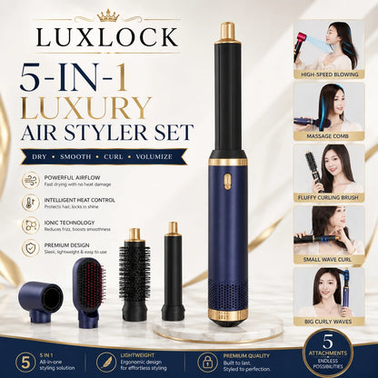 LUXLOCK Professional 5-in-1 Curler Set Multi functional Straightener Hot Air Comb Hairdryer Styling Set Wave Curler Ladies' Gift