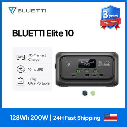 【Renew】BLUETTI Elite 10 128Wh 200W Mini Power Station LiFePO4 100W USB C Fast Charge Portable Solar Generator for Camping Travel