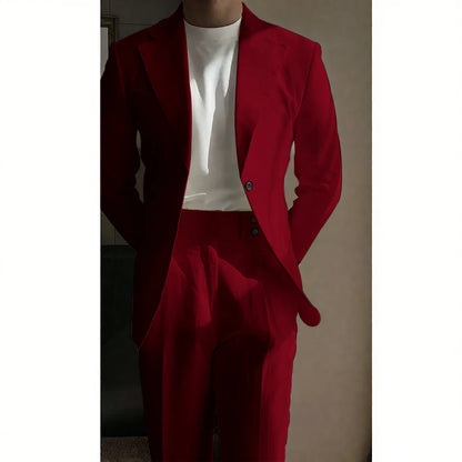 Chic Linen Men Suits 2 Piece Summer Single Breasted Notch Lapel Suit High Quality Wedding Casual Office Party Prom Costume Homme
