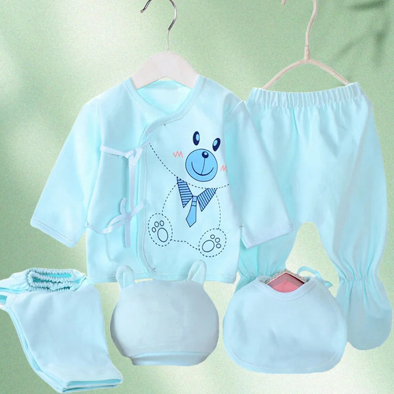 5 Pcs/set Newborn Baby 0-3 Month Clothing Set Babies T-Shirt Pants Hat Boy Girl Clothes Cotton Set