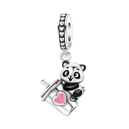 Hot Sale 925 Sterling Silver Dog Cat Cute Pet Animals Pendant Birthday Party Gift for Women Bangle Bracelet Necklace DIY Jewelry