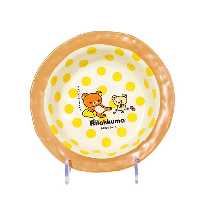 Mtutu 2026 New Rilakkuma Ceramic Tableware Set Cute Printed Plate Soup Bowl Fruit Plate Mug Cup Set Home Supplies Holiday Gifts
