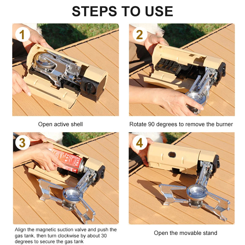 Camping Gas Stove 2670W Portable Folding Cassette Gas Burner Outdoor Picnic Travel Cooking Grill Cooker Heating System