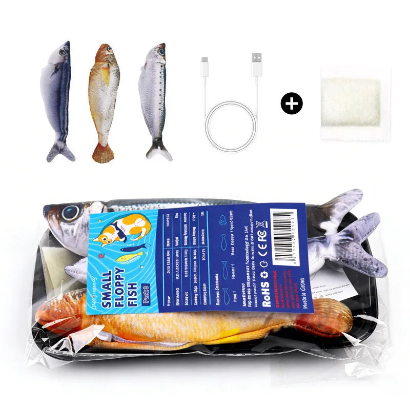 Petgravity 3PCS Electric Fish Pet Cat Toys Catnip Simulation Fish Swing Kitten Dance Fish Toy Funny Cats Playing Supplies USB Charging