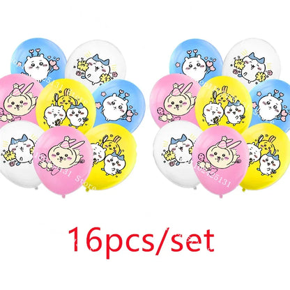 Chiikawa kawaii Happy Birthday Party Decorations Cute plate Banner Cake Topper Flag Balloons Disposable tableware Decorations