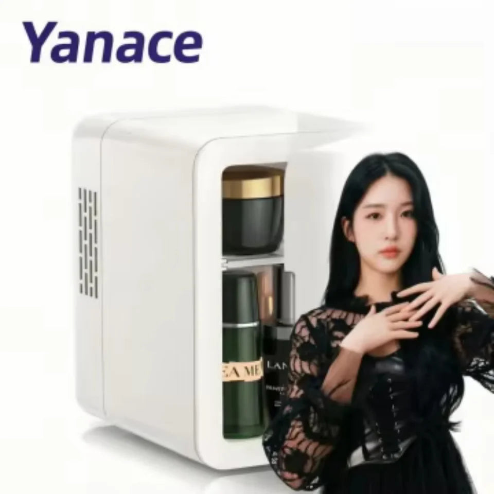 Yanace 6L Mini Fridge for Skincare Cosmetics Portable Makeup Refrigerator with Mirror Door Quiet Desktop Creams Perfumes Fresh