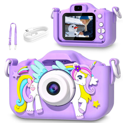 Kids Camera Girls Selfie Camera 1080HD Video Photography Digital Camera for Kids with Silicone Case Toy Camera Birthday Gifts
