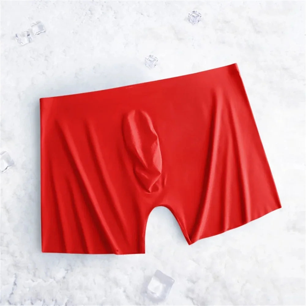 Super Lightweight Bulge Pouch Underwear Men Panties Ice Silk Boxers Seamless U Convex Trunks Male Sexy Shorts Plus Size L-XXXL