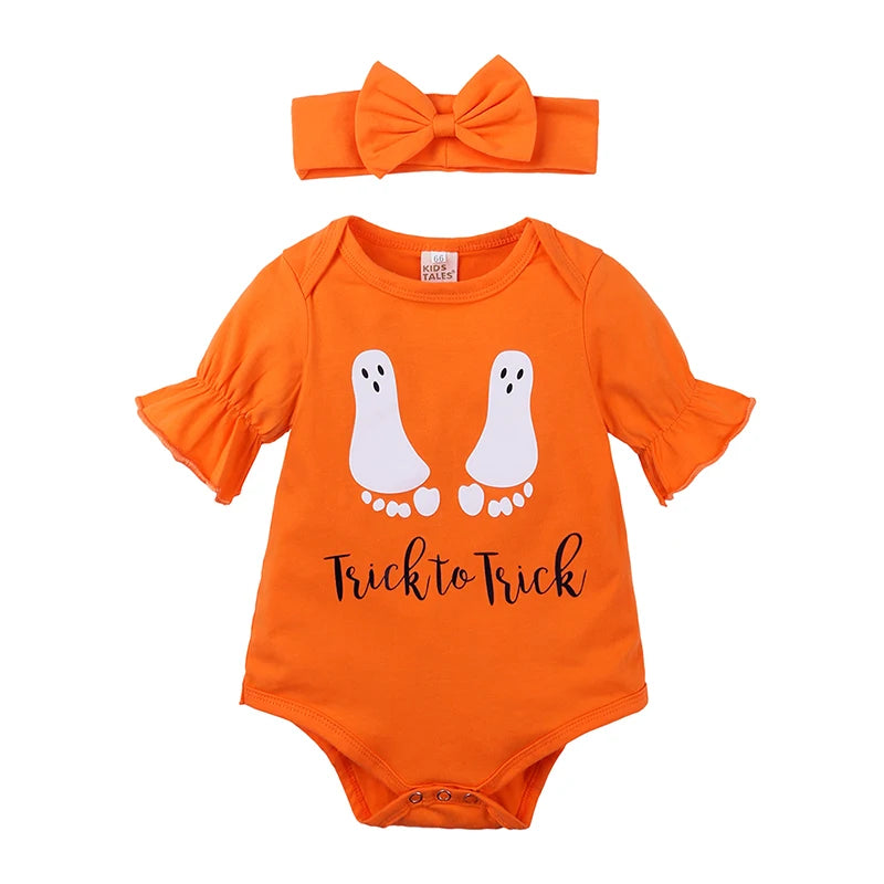 2026 Baby Halloween Rompers Infant Pumpkin Costume Newborn Cosplay 3pcs Onesie Suit New BornParty Clothing Suit
