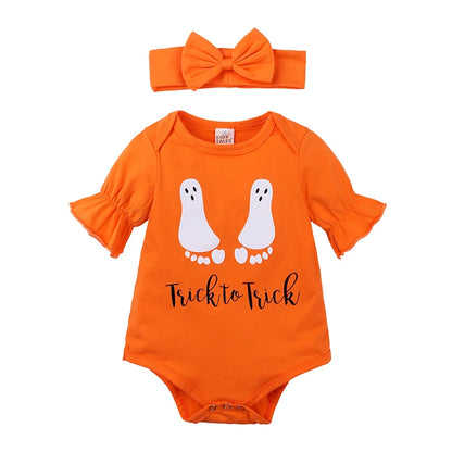 2026 Baby Halloween Rompers Infant Pumpkin Costume Newborn Cosplay 3pcs Onesie Suit New BornParty Clothing Suit